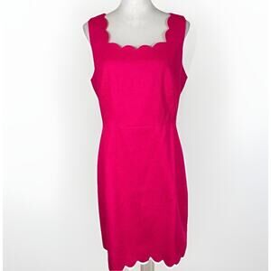 J. Crew Sheath‎ Dress Size 14 Hot Pink Lined Cotton Sleeveless Valentines Day